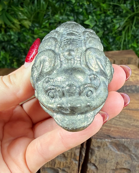 Pyrite money toad /  frog carving