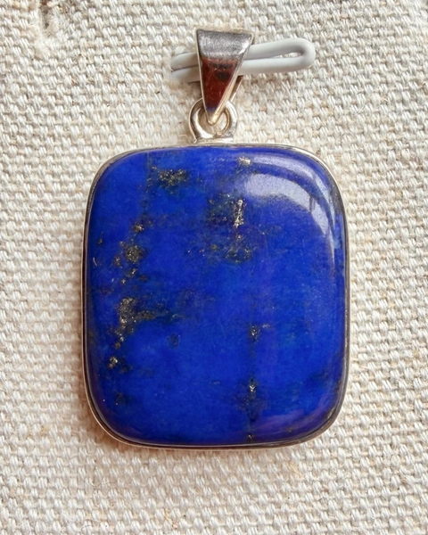 Lapis lazuli & sterling silver square pendant (1)
