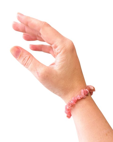 Rhodochrosite chip bracelet