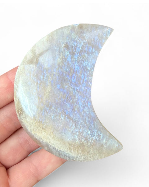 Moonstone crystal moon carving