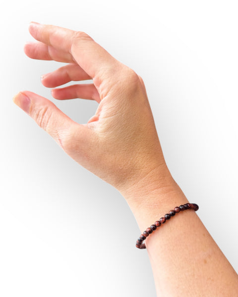 Red tigers eye beaded bracelet - small bead