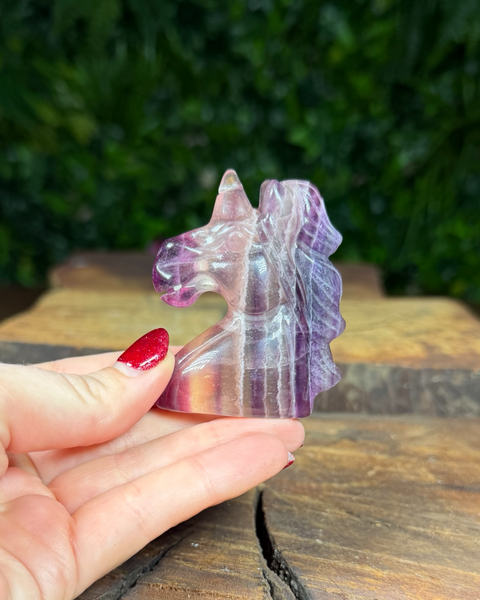 Fluorite unicorn carvings