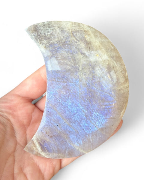 Moonstone crystal moon carving