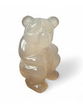 light grey agate sitting bear carving