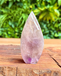 amethyst carved into a flame shape