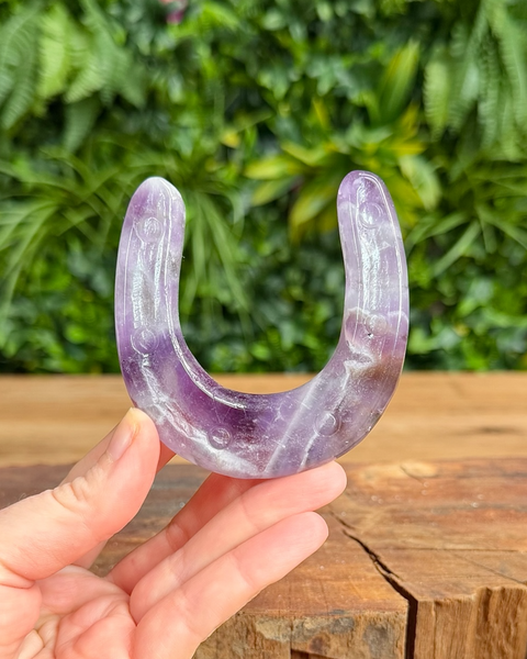 Amethyst horse shoe crystal carving 