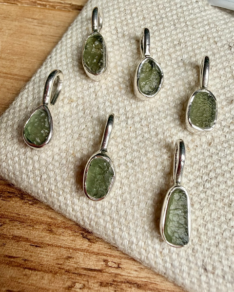 Moldavite Sterling Silver Mini Pendants / Charms
