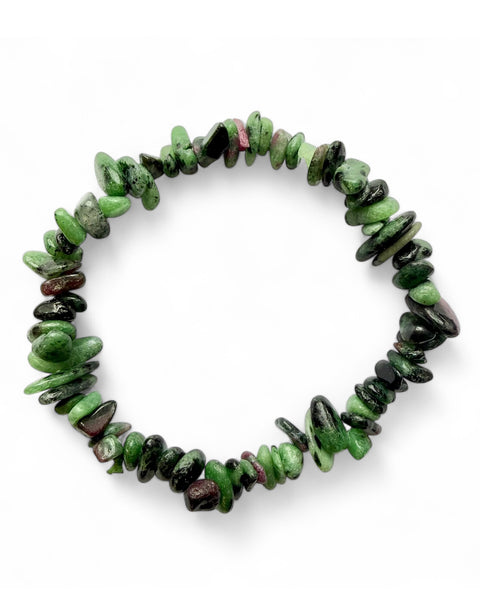 Ruby zoisite chip bracelet