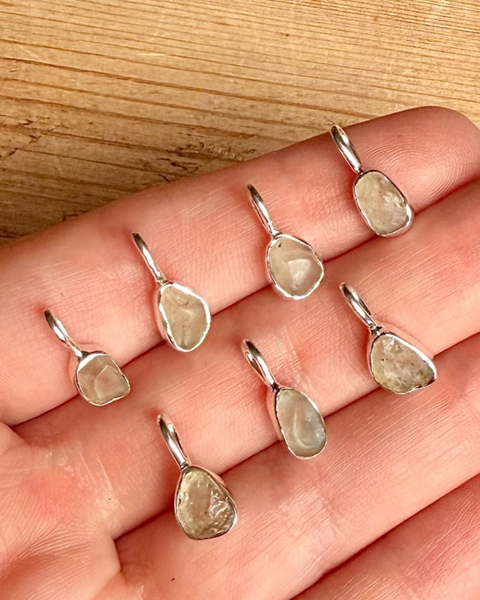 Mini Libyan desert glass & sterling silver pendant / charm