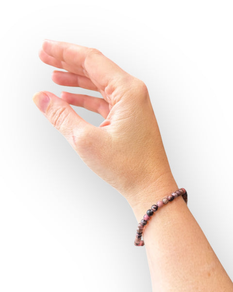 Rhodonite beaded bracelet - small bead