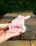 Pink opal money toad frog carving