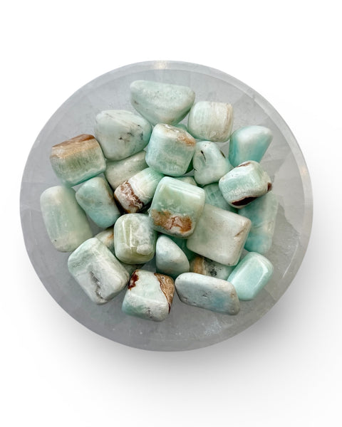 Bowl of caribbean calcite tumble stones