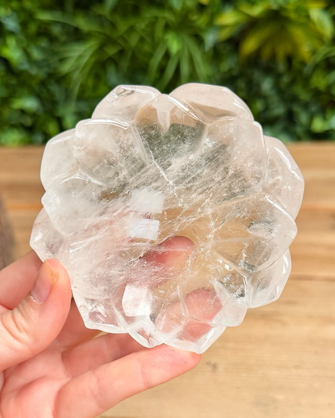 lotus flower shaped dish in clear quartz