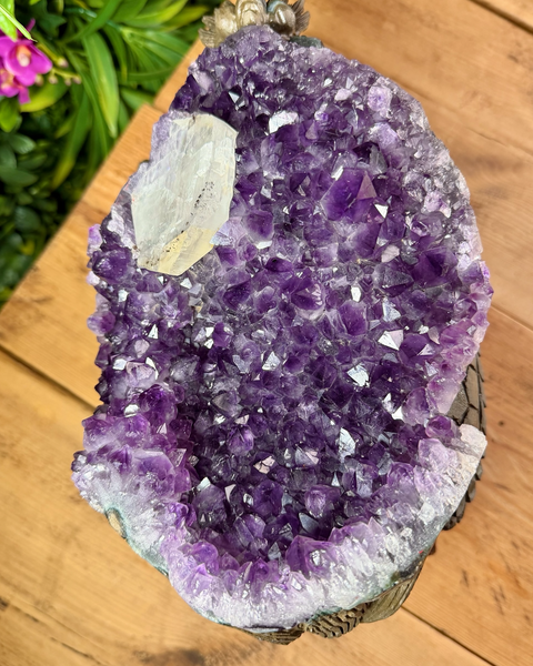 Amethyst & calcite longui dragon turtle carving