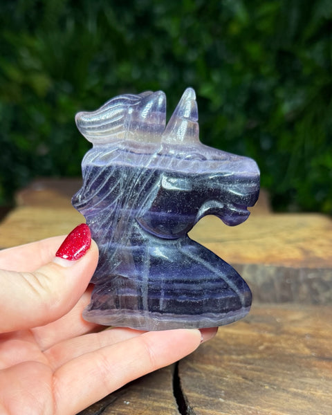 Fluorite unicorn carvings