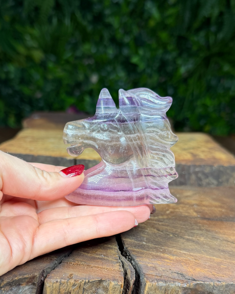 Fluorite unicorn carvings