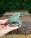 Pyrite money toad frog carving