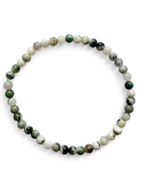 Moss agate beaded bracelet - small bead