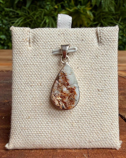 Astrophylite pendant in sterling silver - tear drop cut