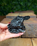 Obsidian money toad frog carving