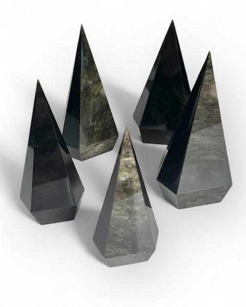 Golden sheen obsidian point