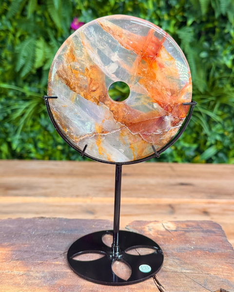 Decorative stone on a stand with a natural background