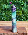 Fluorite tower with purple and green banding