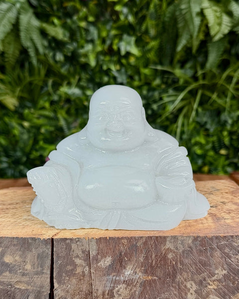 White jade buddha carving