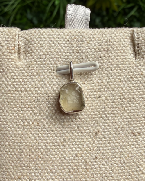 Mini Libyan desert glass & sterling silver pendant