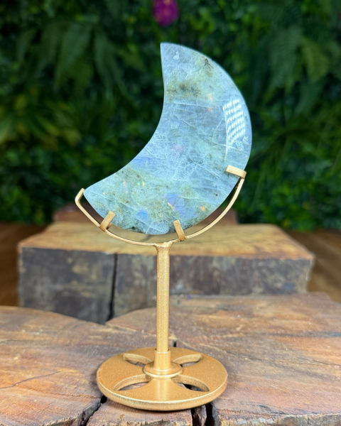 Labradorite moon on stand