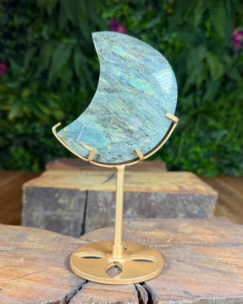 Labradorite moon on stand