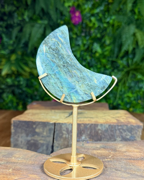 Labradorite moon on stand