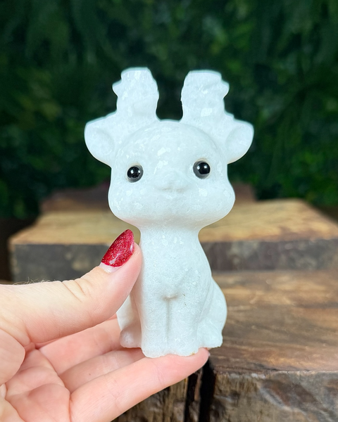 White jade reindeer carving