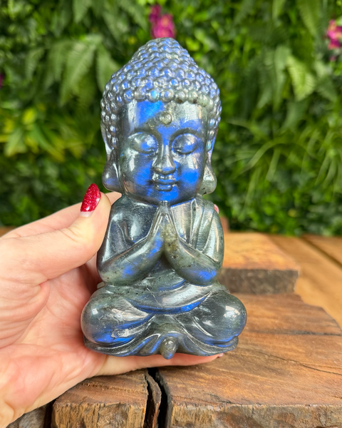 Labradorite buddha carving - B1