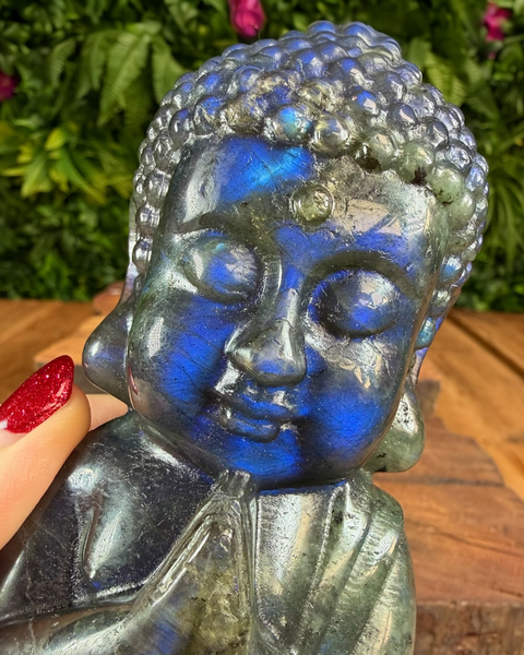Labradorite buddha carving - B1