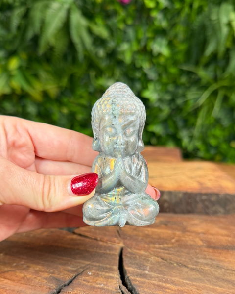 Labradorite buddha carving