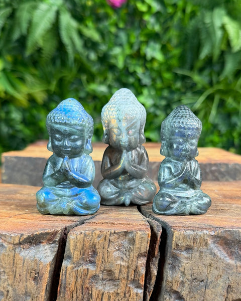 Labradorite buddha carving