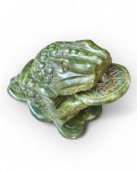 Green Jade money toad / frog with coin