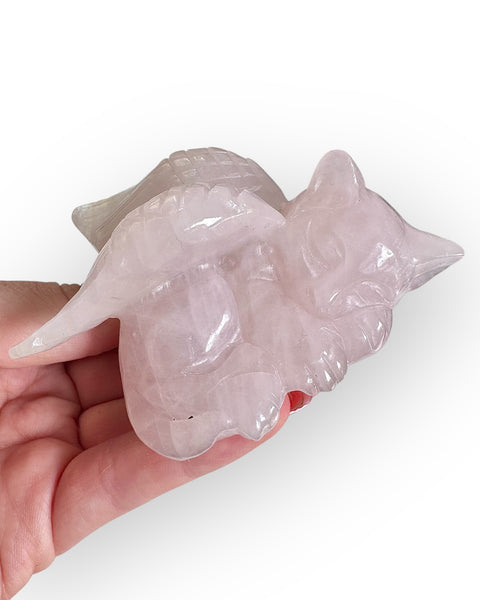 Rose quartz sleeping angel cat