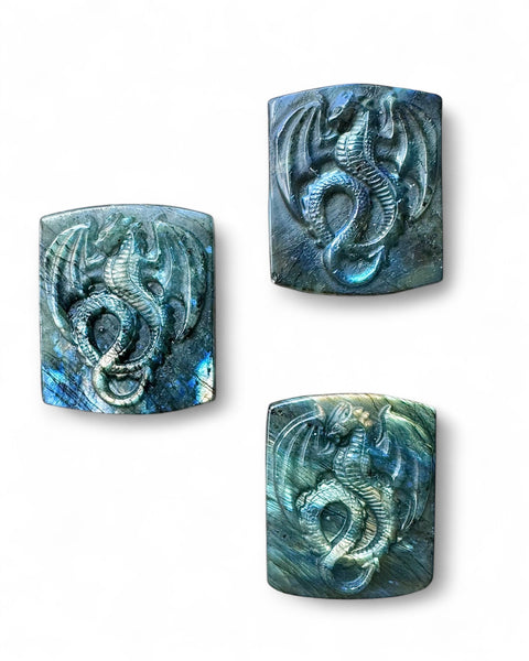 Labradorite dragon carving