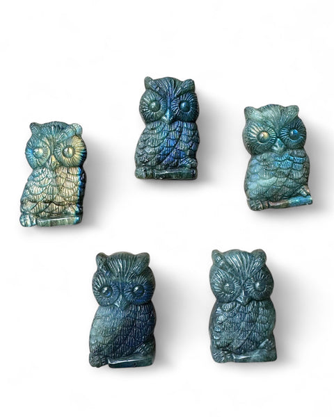 Labradorite owl carving