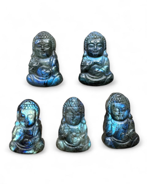 Labradorite buddha carving