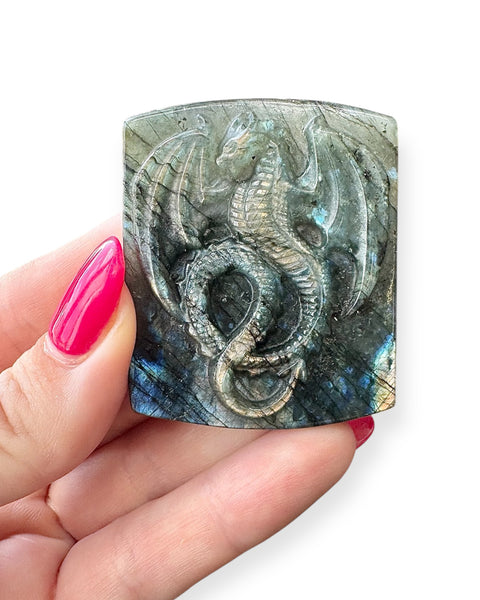 Labradorite dragon carving