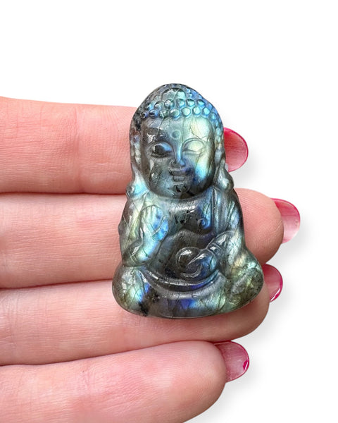 Labradorite buddha carving
