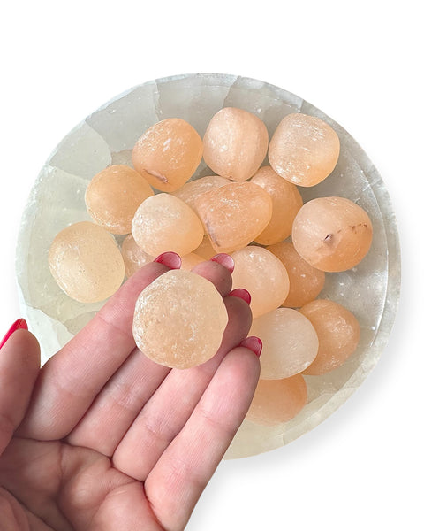 Peach selenite tumble stone