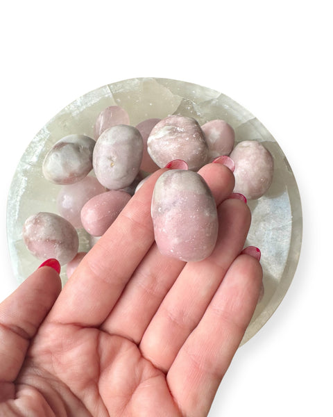 Pink opal tumble stone