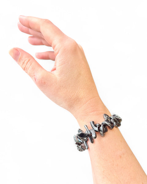 Chunky chip bracelet - Hematite