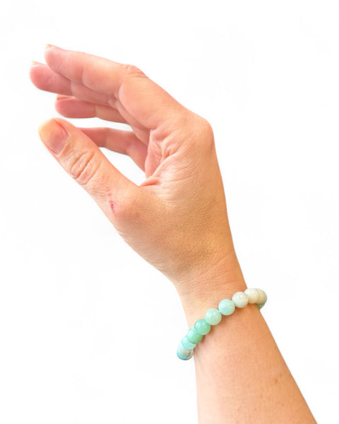 Amazonite crystal beaded bracelet
