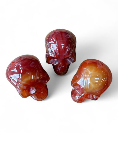 Carnelian crystal skull carving