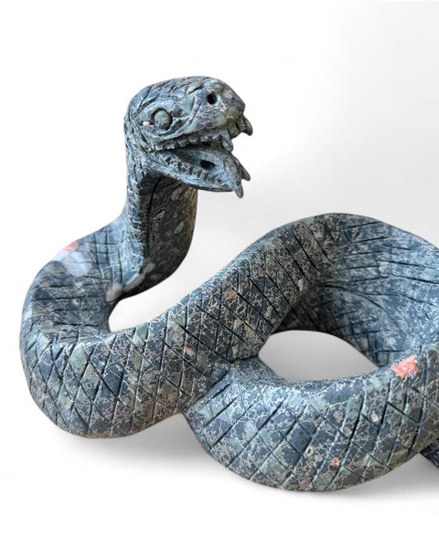 Jasper crystal coiled snake carving